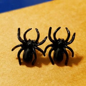 Halloween Black Spider Stud Earrings
